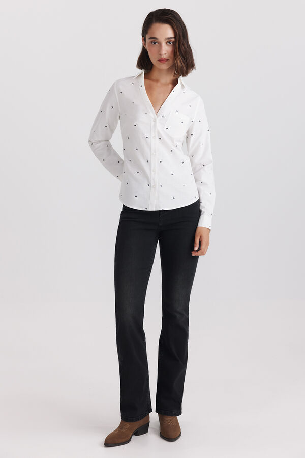 Springfield Semi-open oxford shirt white