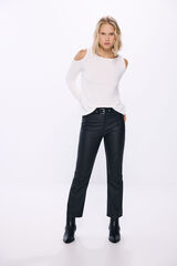 Springfield Waxed kick flare pants black