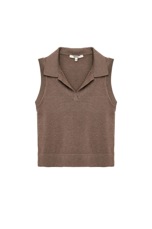 Koton Standard fit gilet with polo shirt neck nude