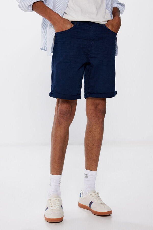 Springfield Coloured slim fit Bermuda shorts blue