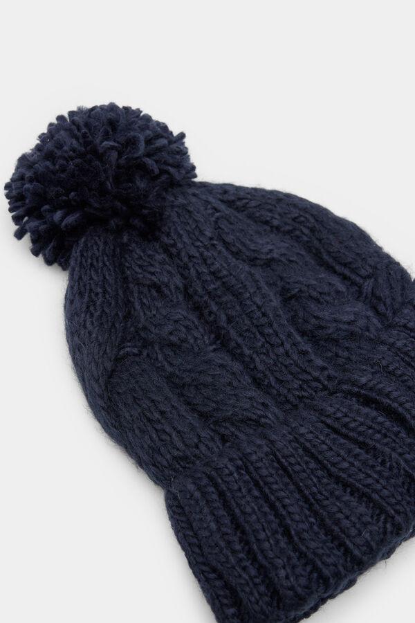 Springfield jersey-knit braided pompom hat bluish