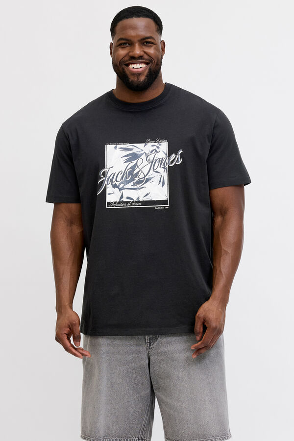 Jack & Jones PLUS Printed cotton T-shirt black