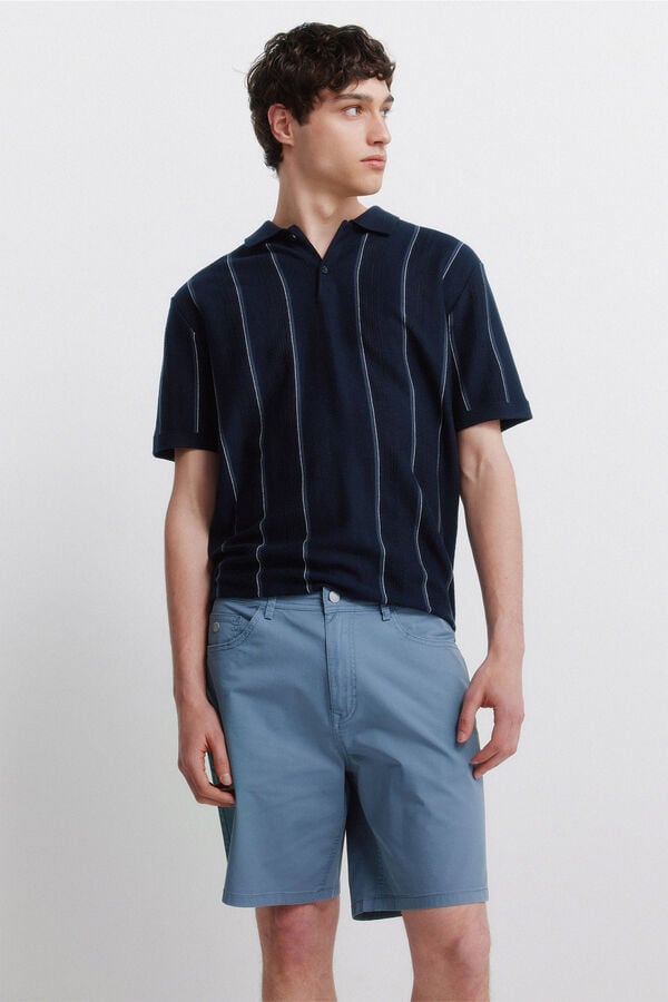 Springfield Lightweight 5-pocket washed regular fit Bermuda shorts blue