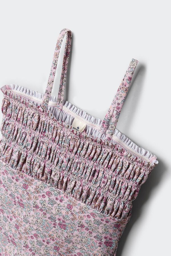 Springfield Kids Kupaći kostim sa cvetnim dezenom za devojčice Roze