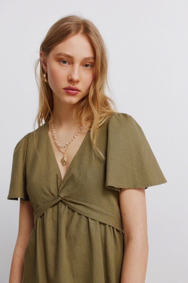 Springfield Linen knot dress printed