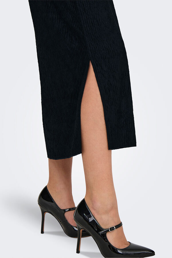 JDY Lang&auml;rmelig Midi-Kleid Schwarz