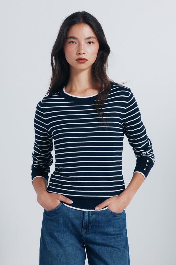 Springfield Fine jersey with buttons and cuffs blue