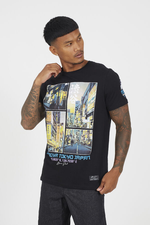 Brave Soul Camiseta manga corta estampada negro