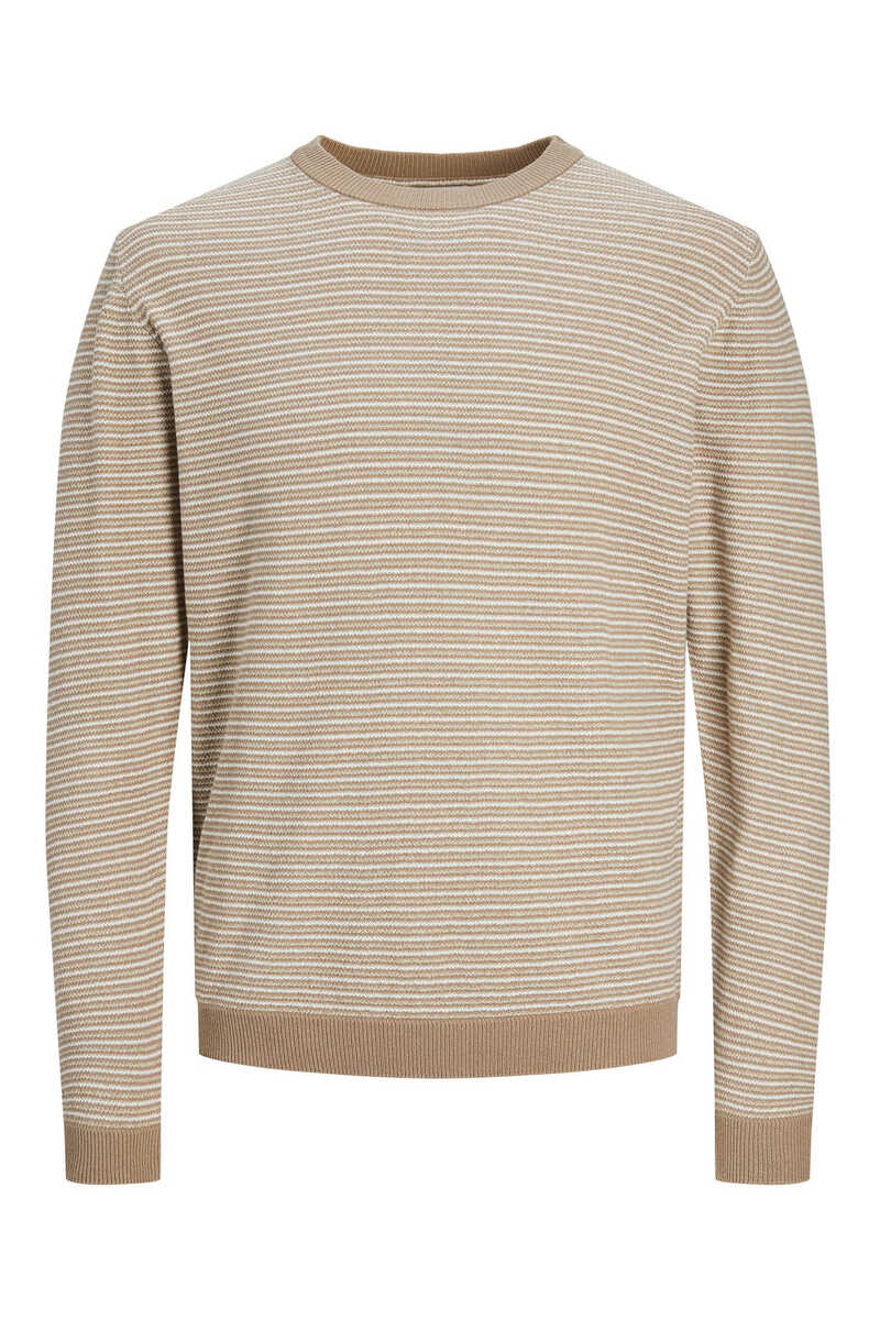 Springfield Striped 100% cotton round neck jumper beige