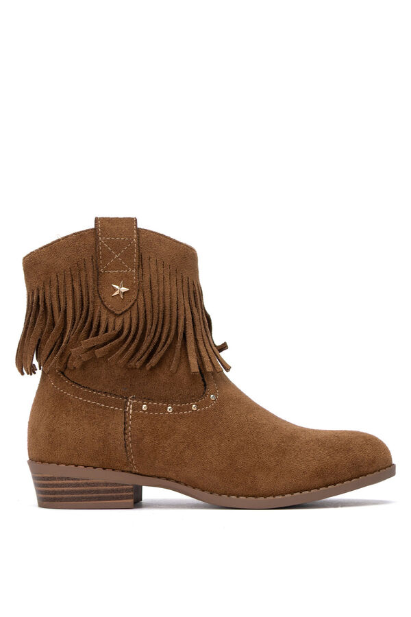 XTI Fringed cowboy ankle boots nude