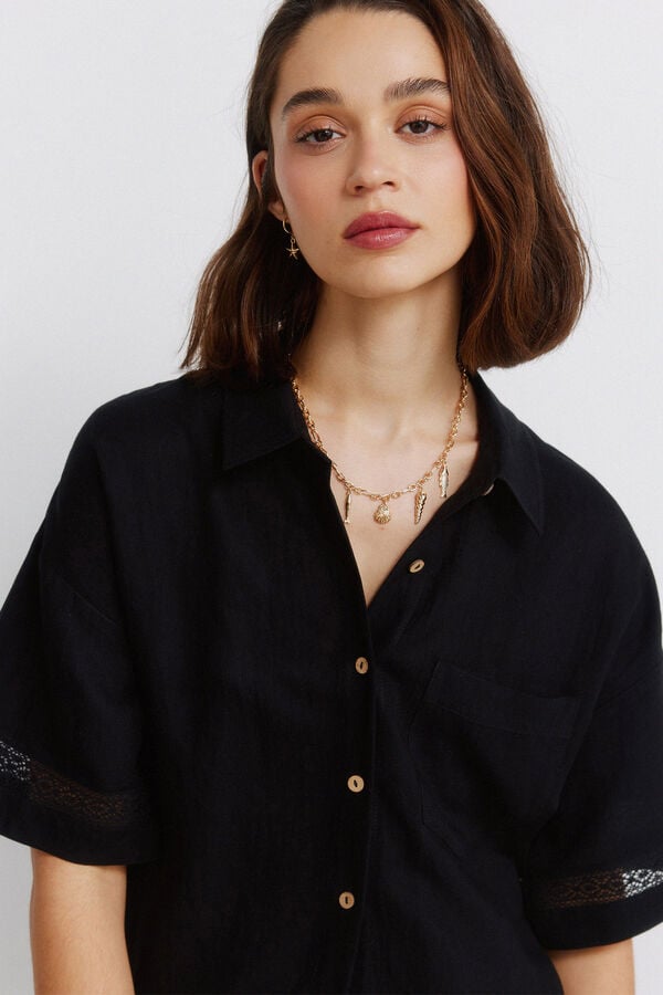 Springfield Lace short sleeve shirt black