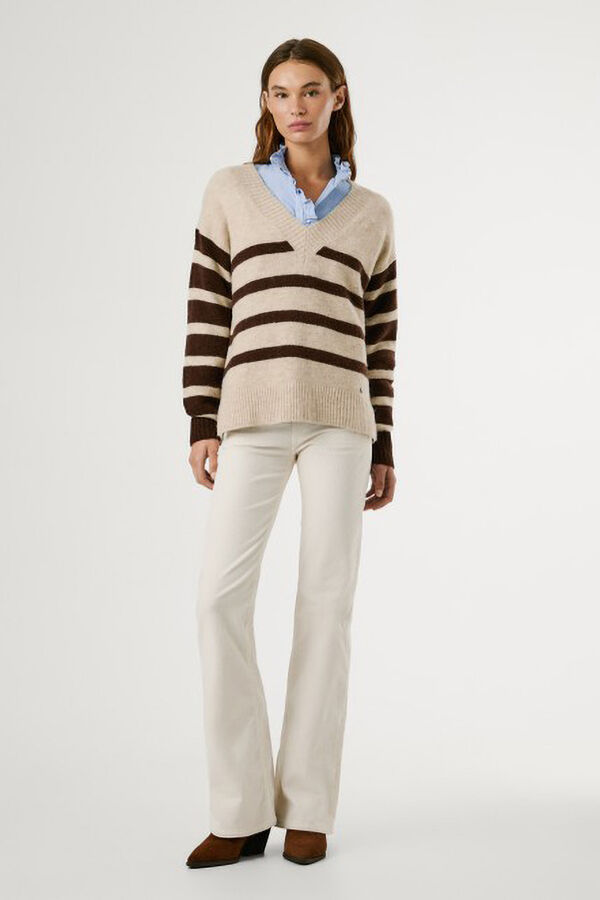 Pepe Jeans Cecil Stripe Jersey-Knit Jumper marron