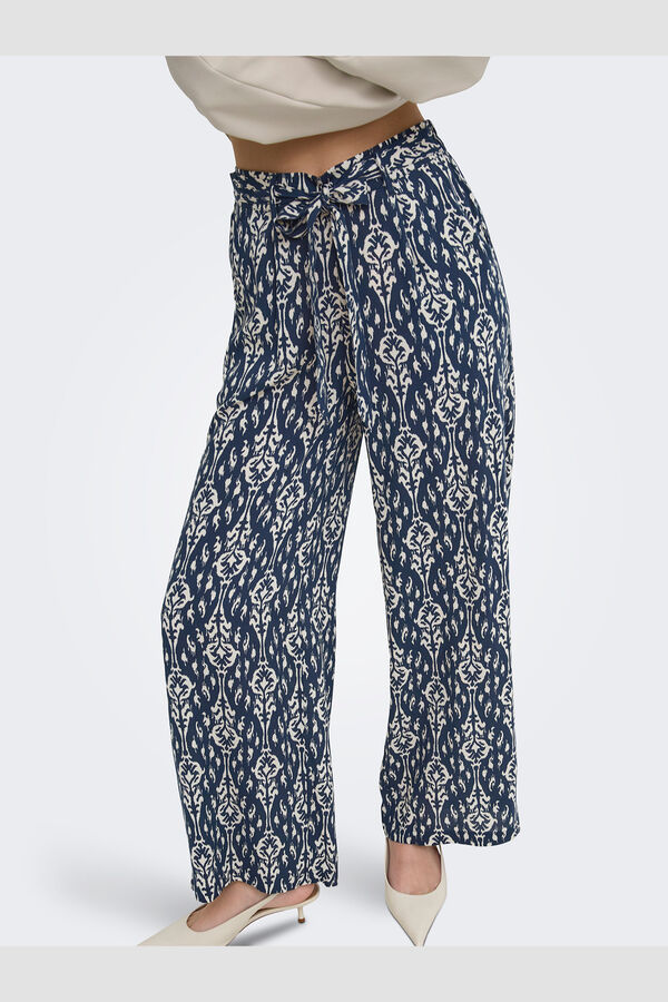 Only Pantal&oacute;n ancho estampado azul