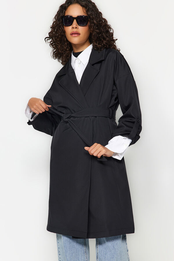 Trendyol Gabardina oversize larga negro