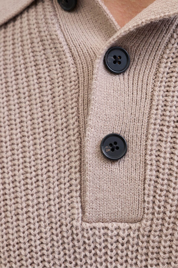 Jack & Jones Jersey-Knit polo shirt with button-down neck grey