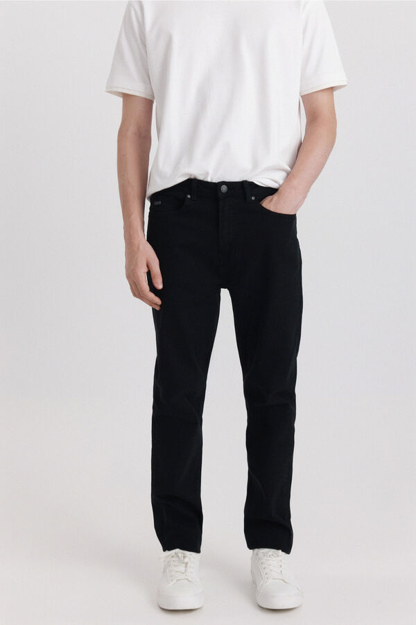 Springfield Pantalone sa 5 džepova slim kroja ispranog izgleda Crna