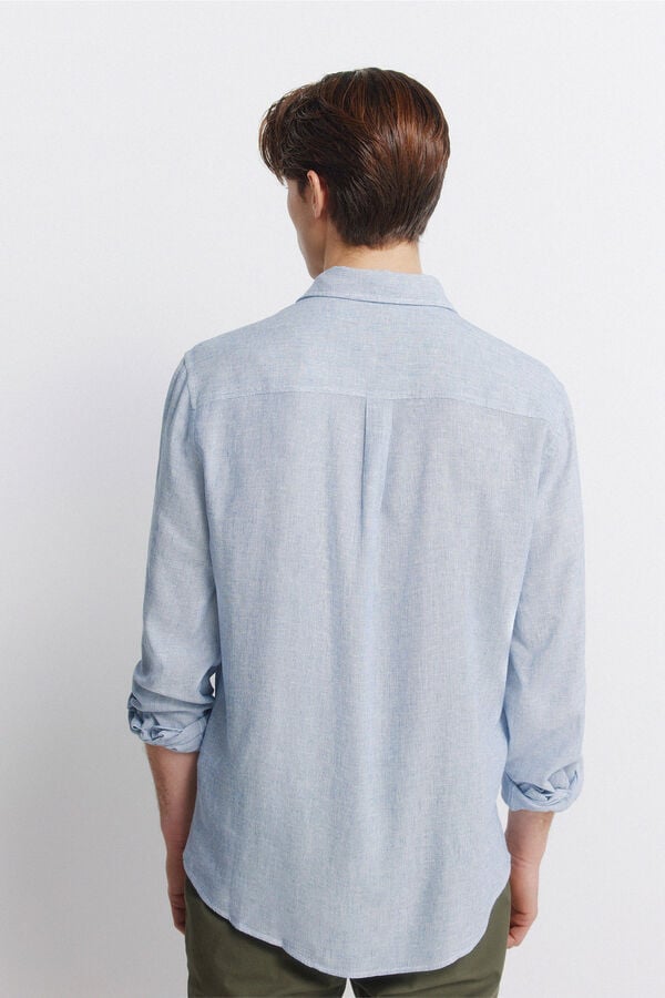 Springfield Linen viscose pockets T-shirt blue