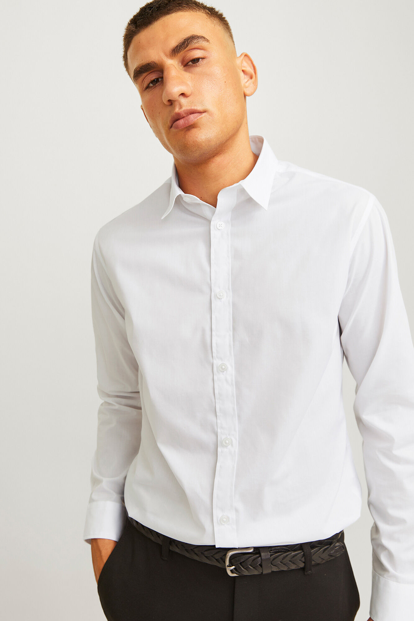 JJ REBEL Camisa formal slim fit sarga