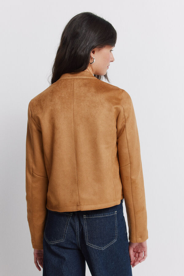 Springfield Faux suede short jacket nude