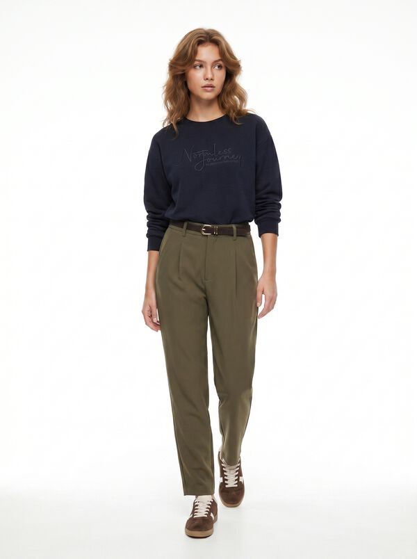 Tiffosi Mid-rise pleated trousers beige
