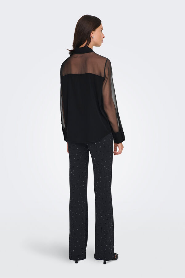 JDY Camisa manga larga transparente negro
