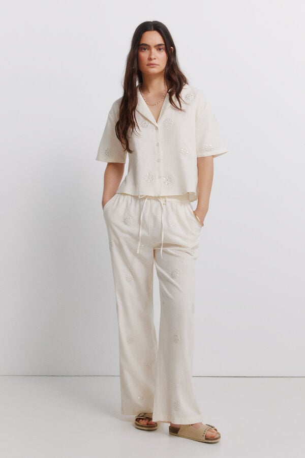 Springfield Embroidered short sleeve shirt nude