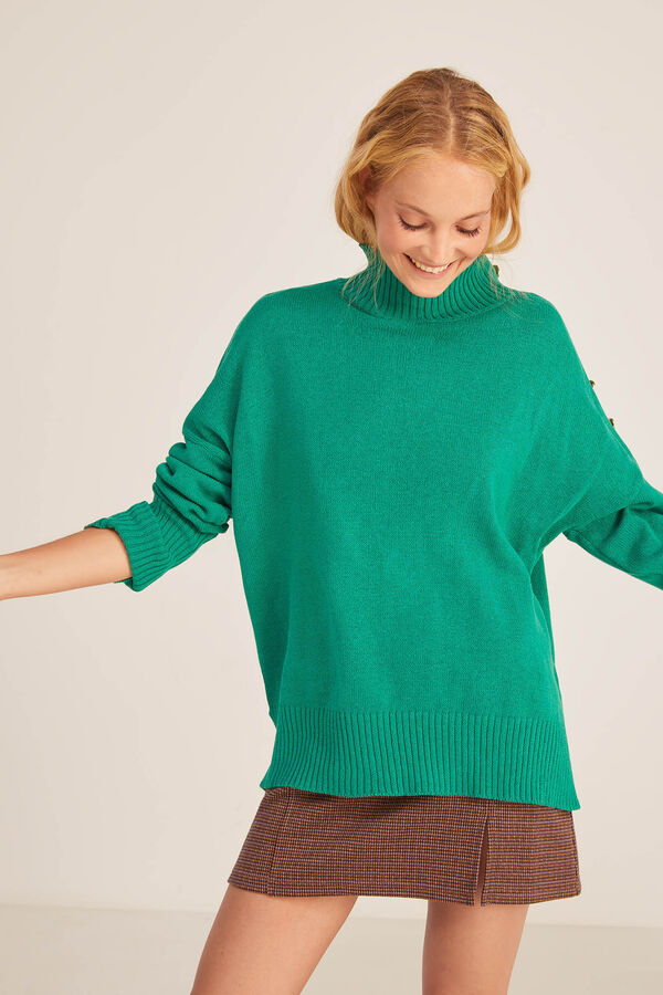 Springfield Pullover mit Knöpfen an der Schultern grün
