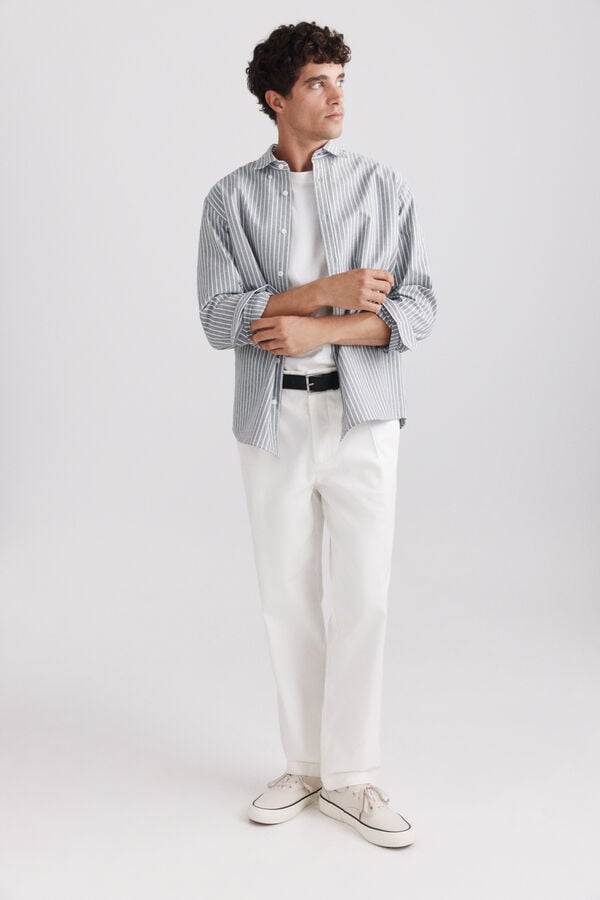 Springfield Striped oxford shirt grey