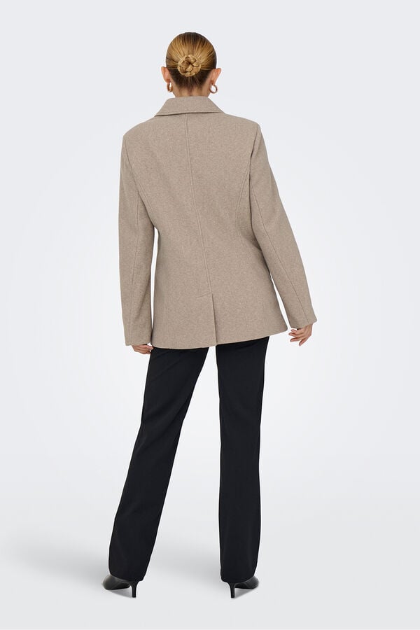 Only Sobretudo curto de pano cinzento