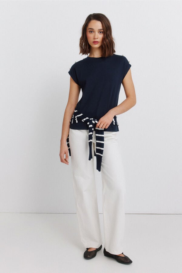 Springfield Short sleeve button T-shirt blue