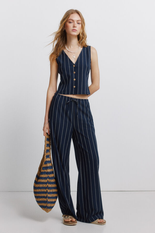 Springfield T-shirt &agrave; bretelles &agrave; boutons bleu