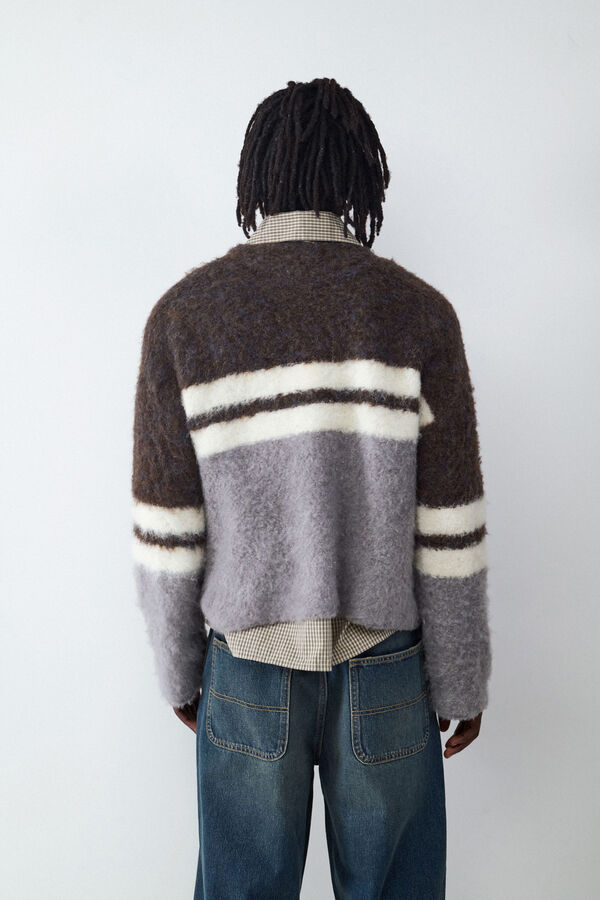 Balmohk round neck sweater with lines black