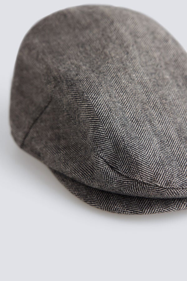 Springfield Textured flat cap grey