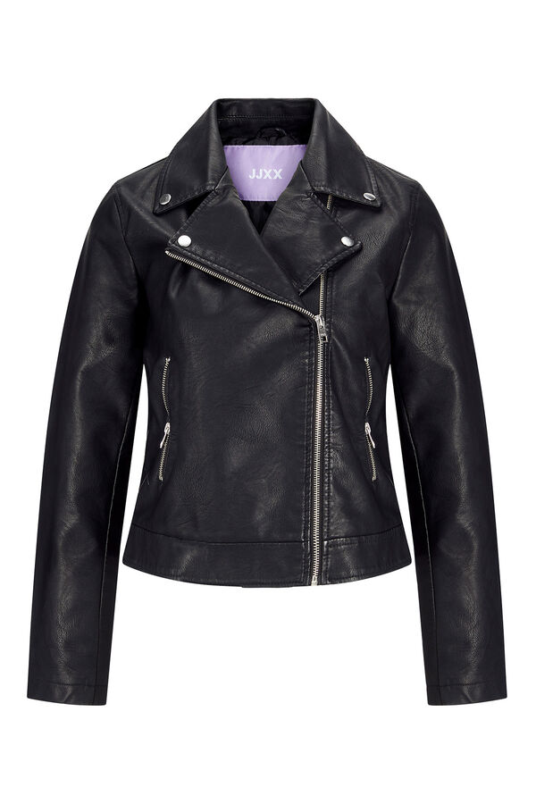 Jack & Jones Faux leather biker jacket black