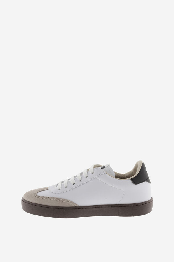 Springfield leather -effect sneakers with contrasting pieces and split leather toe white