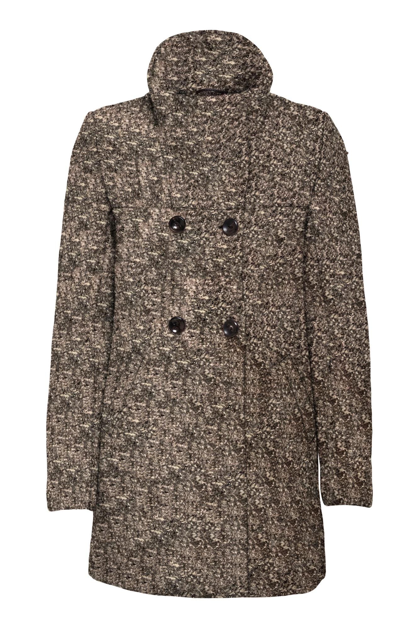 Funnel neck coat with buttons