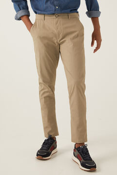 Springfield Pantalon chino micro-imprim&eacute;. fonc&eacute;