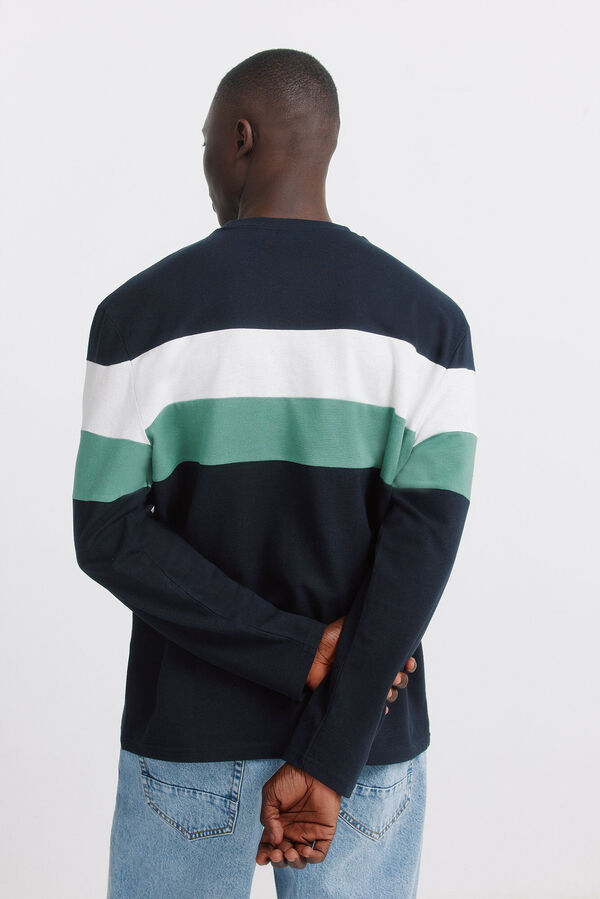 Springfield long sleeve piqu&eacute; T-shirt with cuts blue