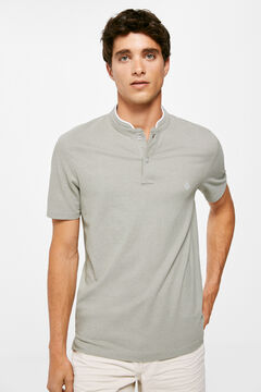Springfield Oxford polo shirt with mandarin collar grey