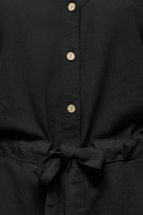 Only Kurzer Leinen-Jumpsuit Schwarz