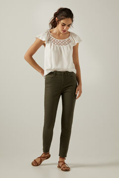 Springfield Slim cropped eco dye coloured trousers green