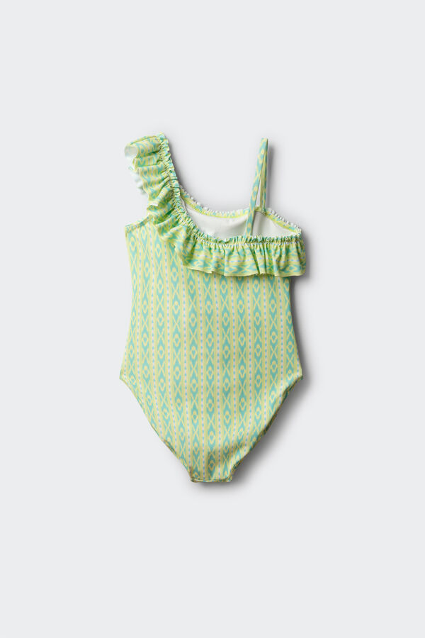 Springfield Kids Asimetrični kupaći kostim za devojčice sa ikat printom Zelena