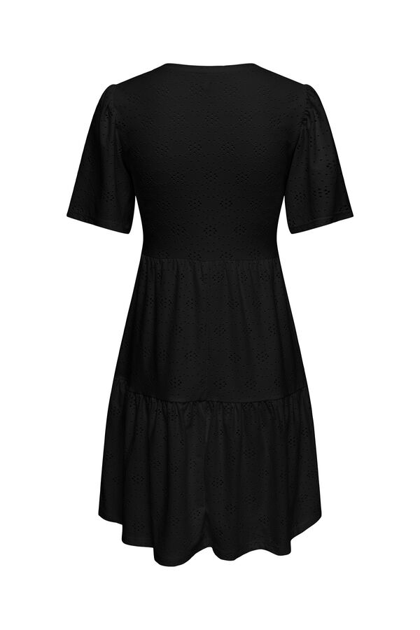 Only Vestido corto troquelado negro