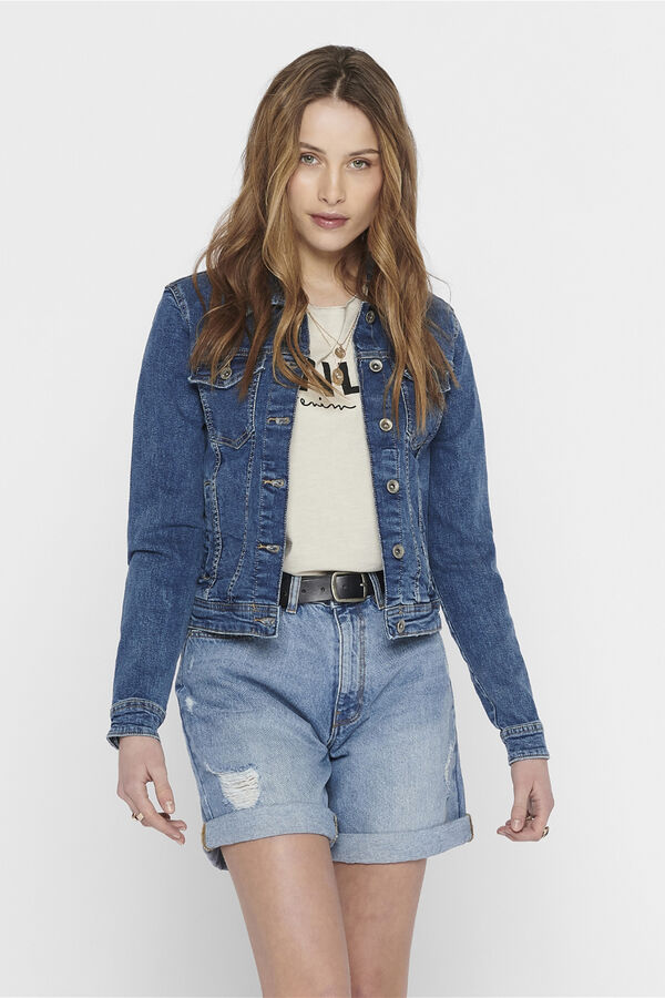 Springfield Denim jacket with buttons fastening/fastener (clothes) clasp (jewellery) plava