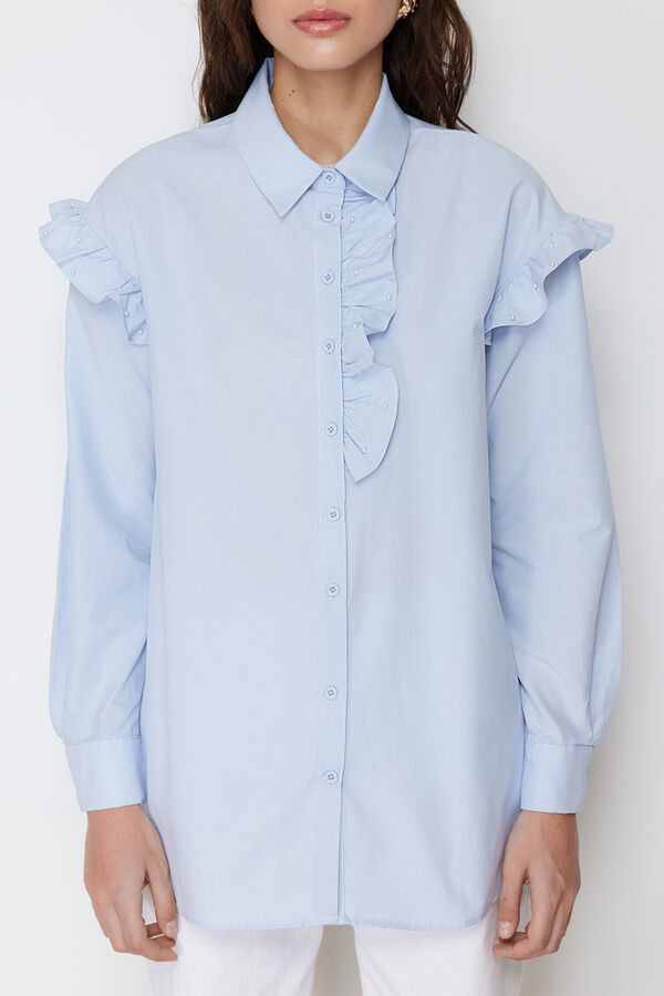 Trendyol Camisa detalle volantes azul