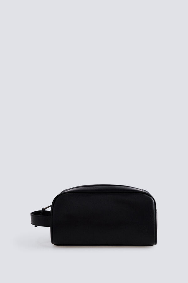Springfield Trousse de toilette casual effet cuir noire noir