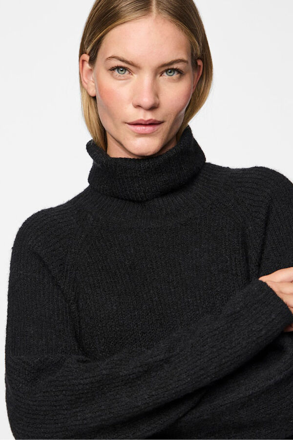 Pieces Vestido punto cuello vuelto negro