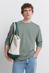 Springfield long sleeve T-shirt with double melange effect green