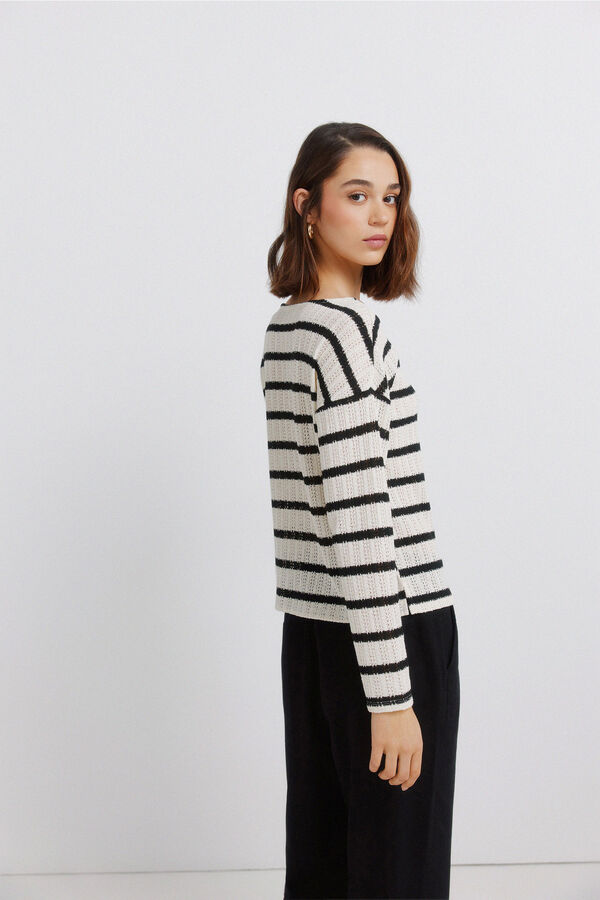 Springfield Striped shoulder buttons T-shirt bej
