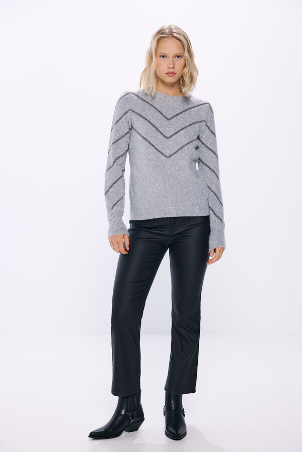 Springfield Lurex chevron sweater grey mix